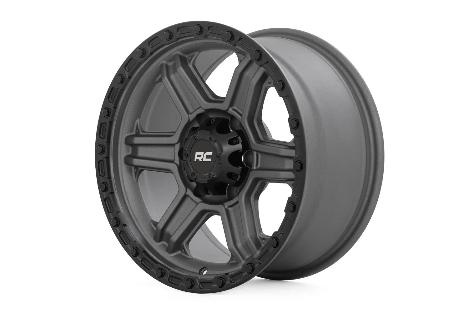 Rough Country 79 Series Wheel - One-Piece - Gunmetal Gray w_Black Ring - 17x8.5 - 6x5.5 - 0mm - 79170912G